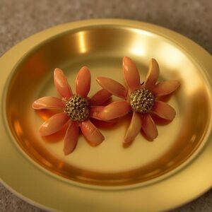 Orange Flower Earrings